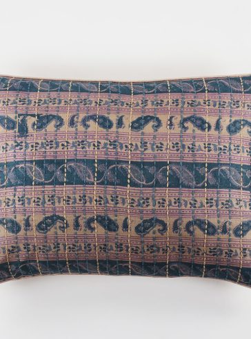 Bagru Blocks- Blue-iii Kantha cushion cover