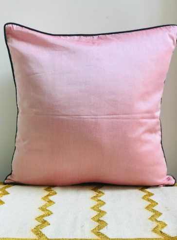 Embroidery on Chanderi-Baby pink Cushion cover