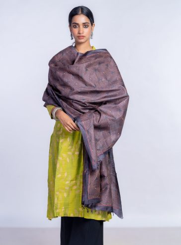Circled- Kantha silk Dupatta