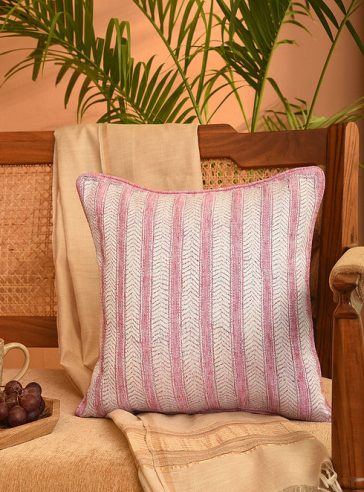 Embroidered Stripes- Kantha cushion cover