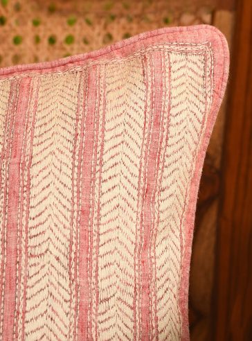 Embroidered Stripes- Kantha cushion cover