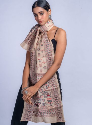 Rustic Synergy- Kantha silk stole