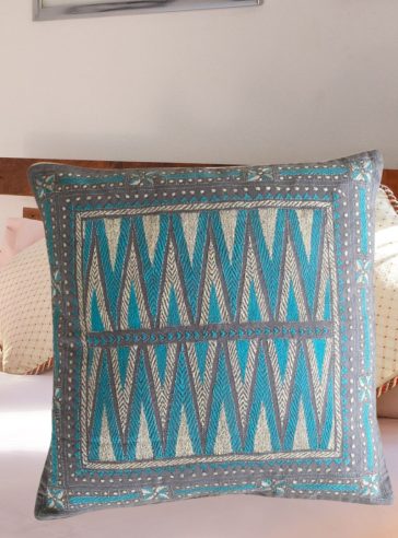 Boho- Blue- Kantha cushion cover