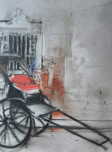 Hand rickshaw- Urban Sketch