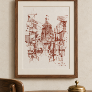 Puri Temple | Original Urban Sketch | Live Pen & Ink Artwork 9"x12"