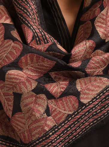 Fall leaves- Kantha silk stole