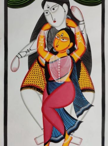 Twin Flames-Shiva- Parvati-Bengal Pattachitra