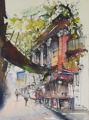 Streets of Calcutta-Urban Sketch