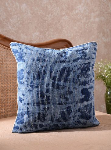 Kantha on Shibori- Wild II-Kantha cushion cover