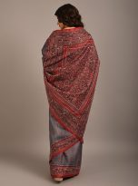Red & Grey folk Tussar Saree- III