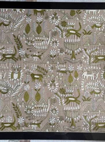 Rustic Synergy- Kantha embroidered wall art