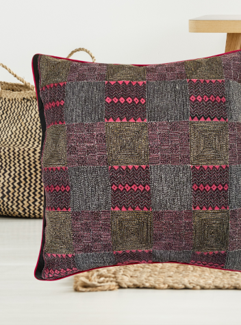 Kimi- Kantha embroidered Cotton cushion cover