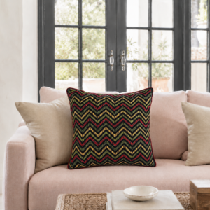 Chevron - Kantha embroidered Cotton cushion cover 18"x18" (inches)
