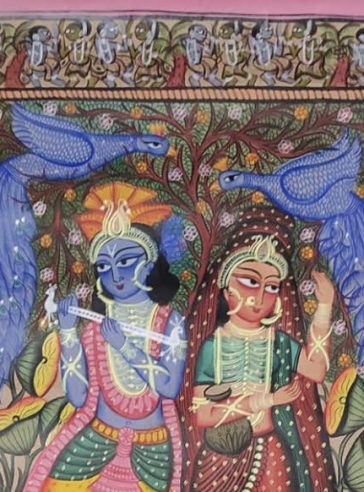 Radha Krishna V-Bengal Pattachitra