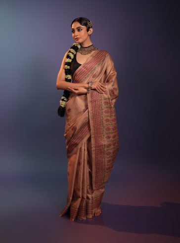 Charulata- Kantha embroidered on pure Tussar Silk Saree