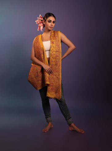 Bhumika- Kantha embroidered on pure Tussar Silk Dupatta/Shawl