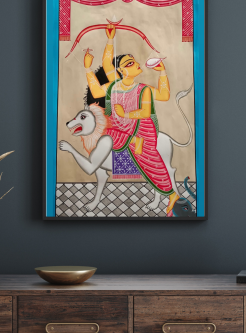Jagaddhatri- Original Bengal Pattachitra , 14x22 (in)