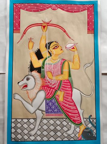 Jagaddhatri- Original Bengal Pattachitra , 14x22 (in)