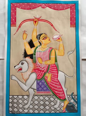 Jagaddhatri- Original Bengal Pattachitra , 14x22 (in)