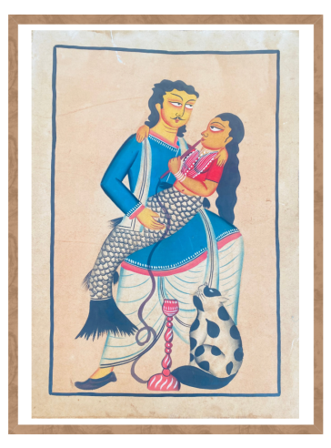 Babu with the Jal Kanya- Original-Bengal Pattachitra