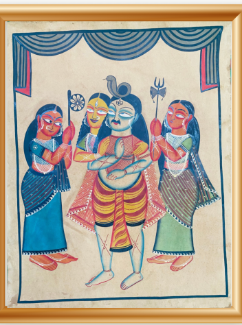 Shiva Parvati-Original Bengal Pattachitra