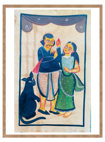 Babu, Bibi & the cat- Original-Bengal Pattachitra