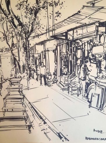 Rabindra Sarani - Urban sketch, streets of Kolkata