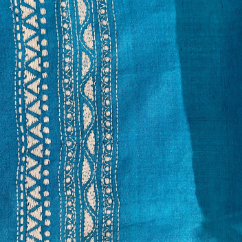 Neelambari- Kantha embroidered on pure Tussar Silk Saree