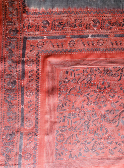 Aindri- Kantha embroidered on pure Tussar Silk Saree