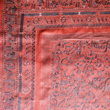 Aindri- Kantha embroidered on pure Tussar Silk Saree