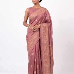Pankhuri- Kantha embroidered on pure Tussar Silk Saree