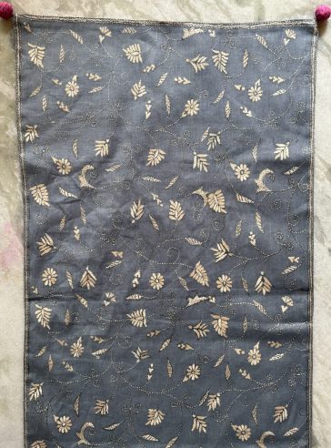 Kantha Creepers Grey - Kantha table runner