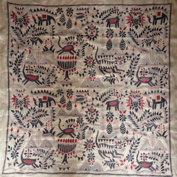 Rustic Synergy 40"- Kantha embroidered wall art