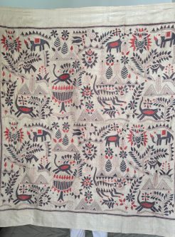 Rustic Synergy 40"- Kantha embroidered wall art