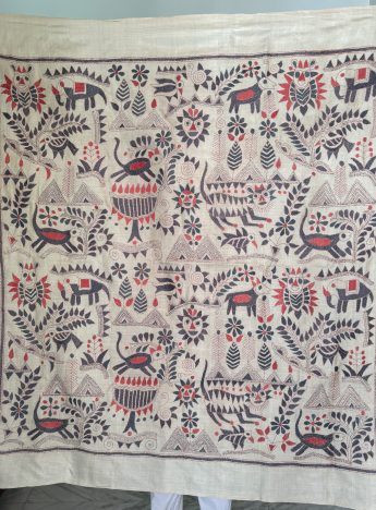 Rustic Synergy 40"- Kantha embroidered wall art
