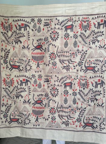 Rustic Synergy 40"- Kantha embroidered wall art