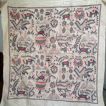 Rustic Synergy 40"- Kantha embroidered wall art