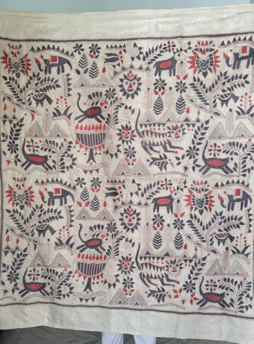 Rustic Synergy 40"- Kantha embroidered wall art
