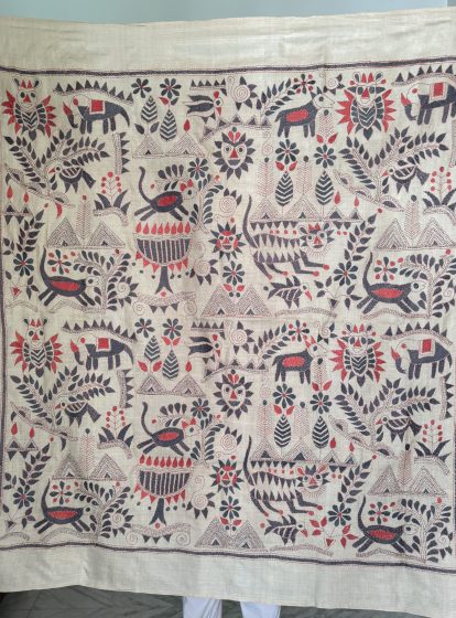 Rustic Synergy 40"- Kantha embroidered wall art