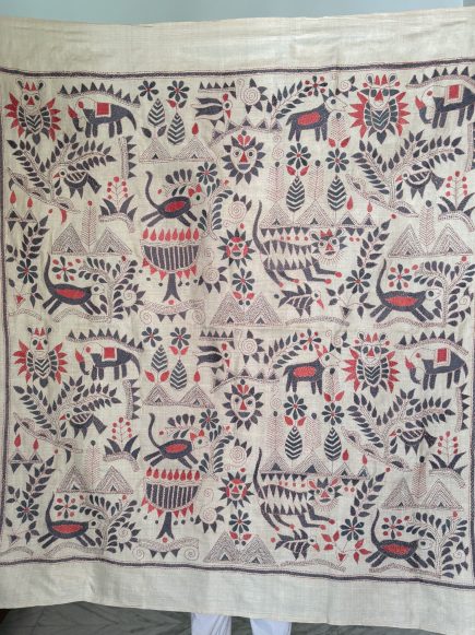 Rustic Synergy 40"- Kantha embroidered wall art