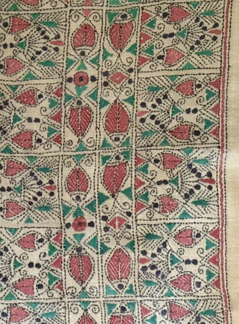 Fish folk art- Kantha embroidered wall art