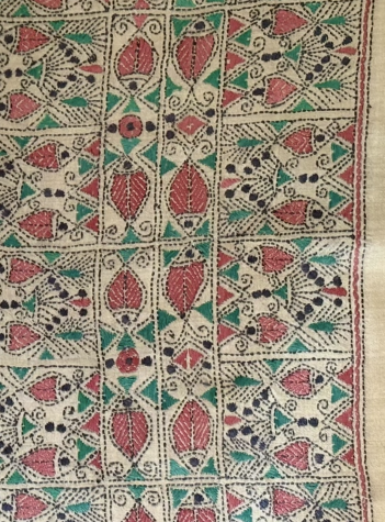 Fish folk art- Kantha embroidered wall art