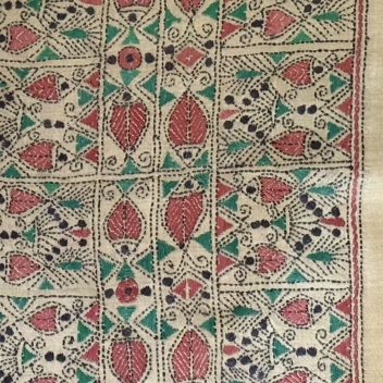 Fish folk art- Kantha embroidered wall art