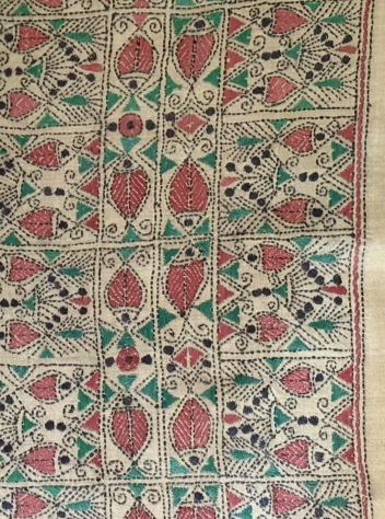 Fish folk art- Kantha embroidered wall art