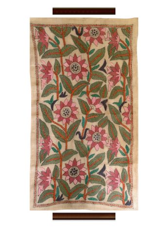 Flora- Kantha embroidered wall art