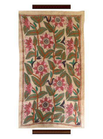 Flora- Kantha embroidered wall art