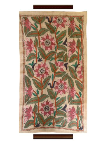 Flora- Kantha embroidered wall art