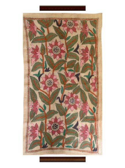 Flora- Kantha embroidered wall art