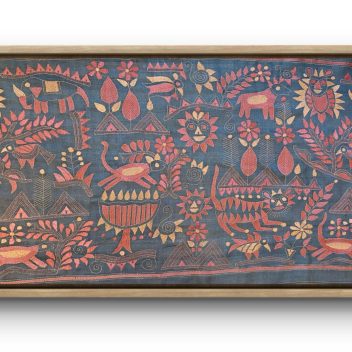 Rustic Synergy 20"x40"- Kantha embroidered wall art
