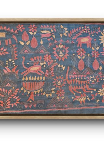 Rustic Synergy 20"x40"- Kantha embroidered wall art